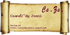 Csanády Zseni névjegykártya